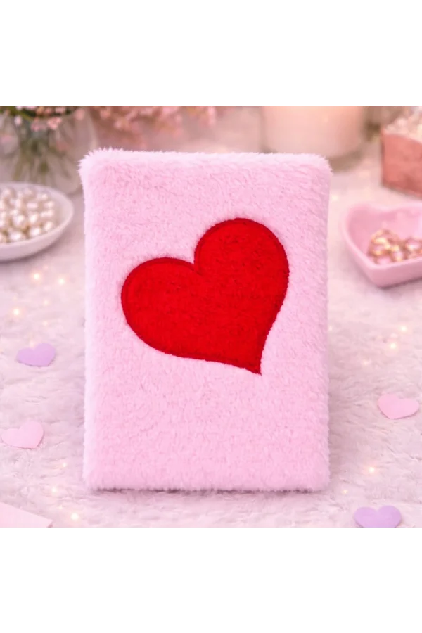 Kalpli Pembe Peluş Defter