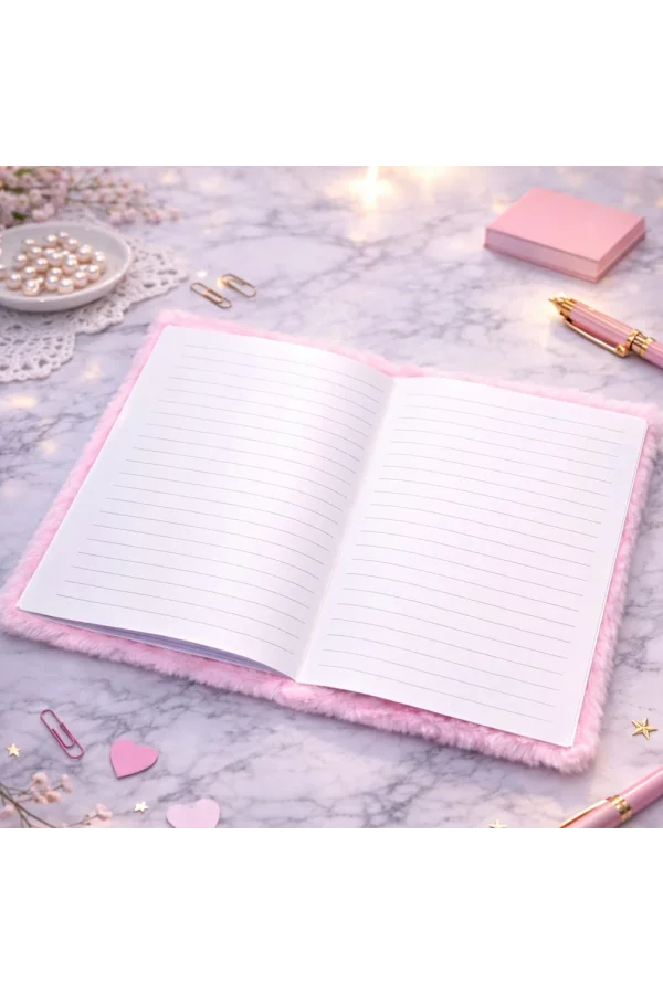 Kalpli Pembe Peluş Defter