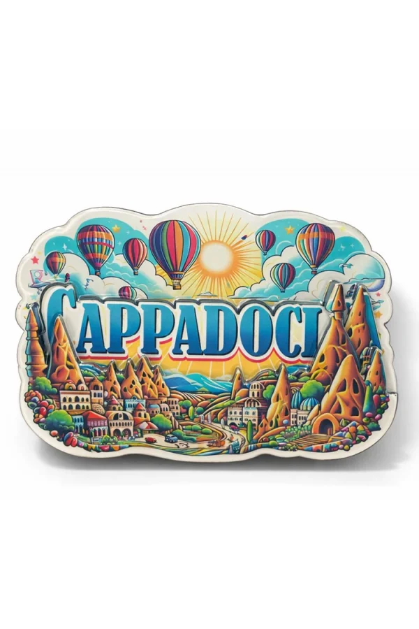 Kapadokya Temalı Ahşap Buzdolabı Magneti Model 1