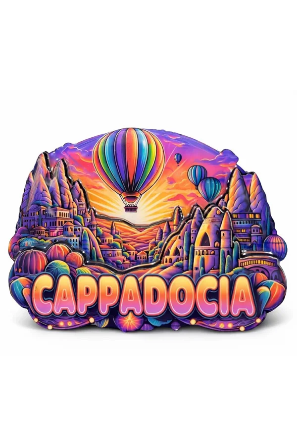 Kapadokya Temalı Ahşap Buzdolabı Magneti Model 2