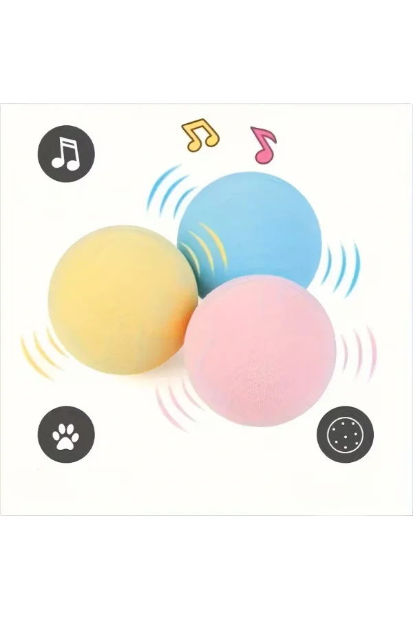 Kedi Otlu 3 Sesli İnteraktif Top Kedi Oyuncağı