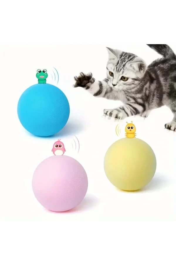 Kedi Otlu 3 Sesli İnteraktif Top Kedi Oyuncağı