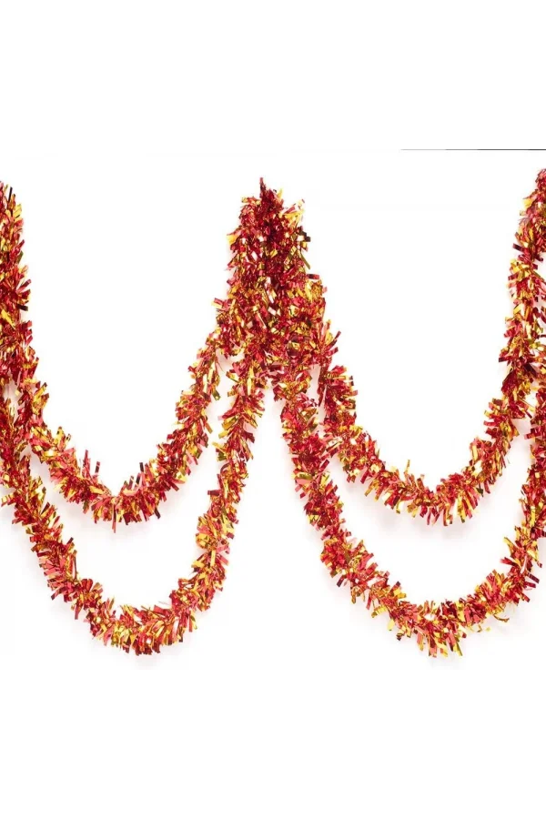 Kırmızı Altın Renk Garland Çift Renk Sim Süs
