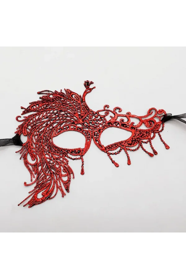Kırmızı Dantel Masquerade Maskesi 4 No