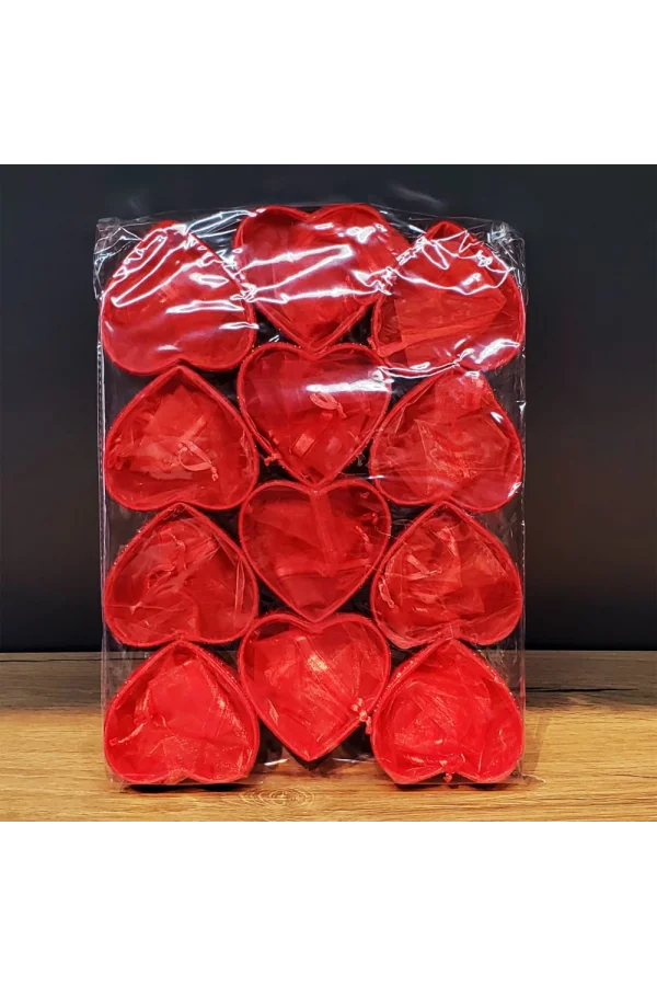 Kırmızı Kalpli Tül Kese