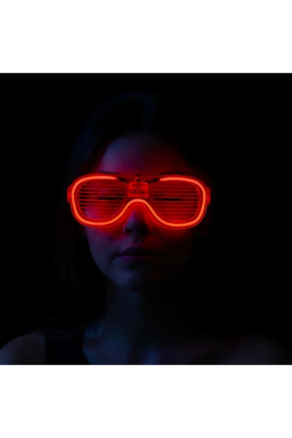 Kırmızı Led Işıklı Parti Gözlüğü - Neon 3 Modlu