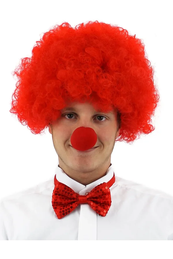 Kırmızı Renk Kıvırcık Afro Palyaço Seti