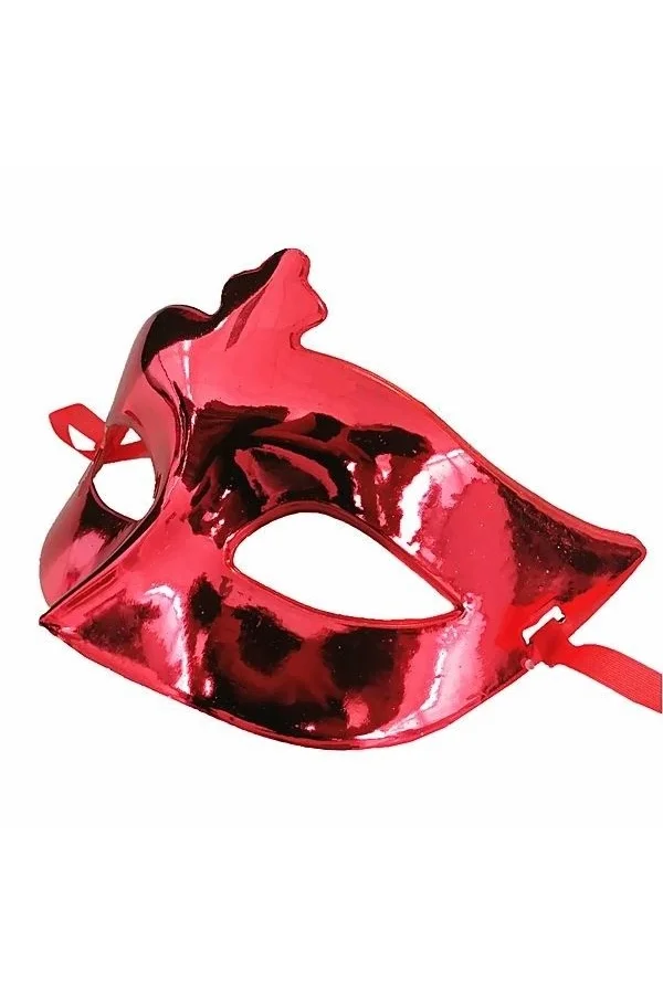 Kırmızı Renk Parlak Balo Maskesi