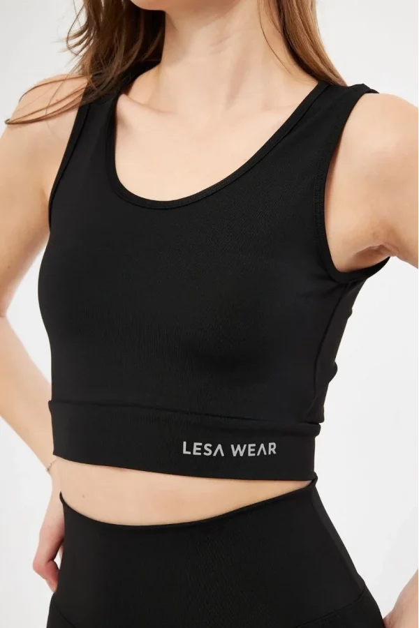 Kolsuz Dalgiç Baskılı Crop - Siyah