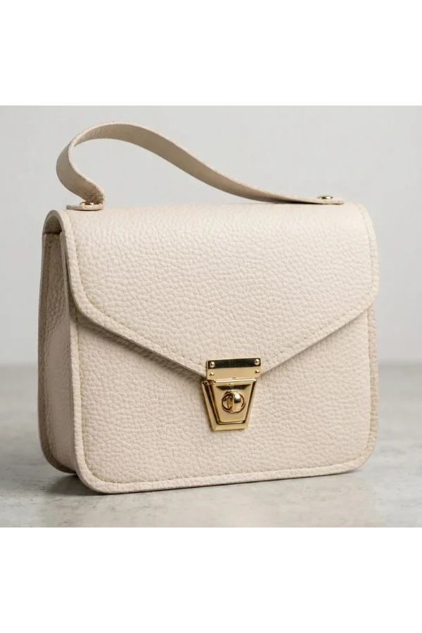 Krem Rengi Kutu El Çantası