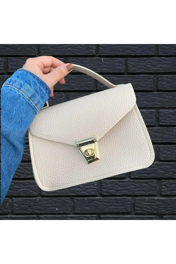 Krem Rengi Kutu El Çantası