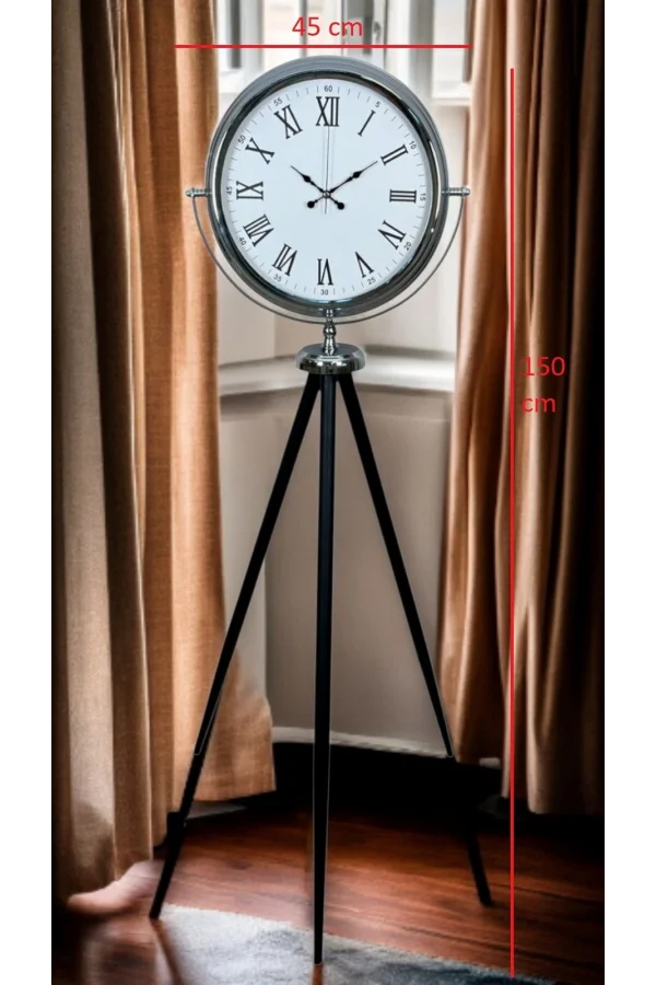 Krom Asalet Tripod Ayaklı Saat