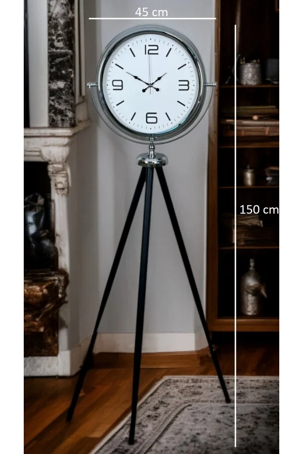 Krom Sade & Şık Tripod Ayaklı Saat