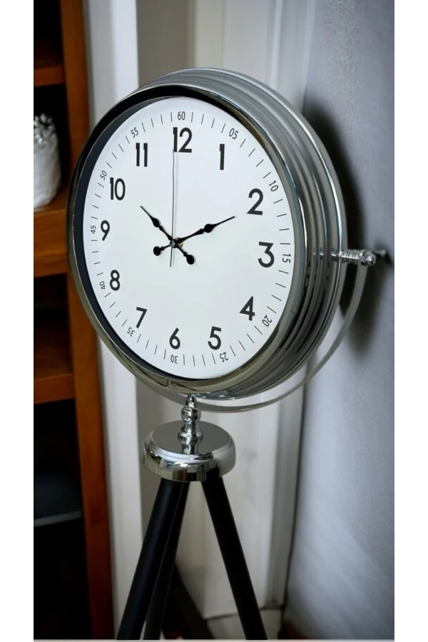 Krom Standart Tripod Ayaklı Saat