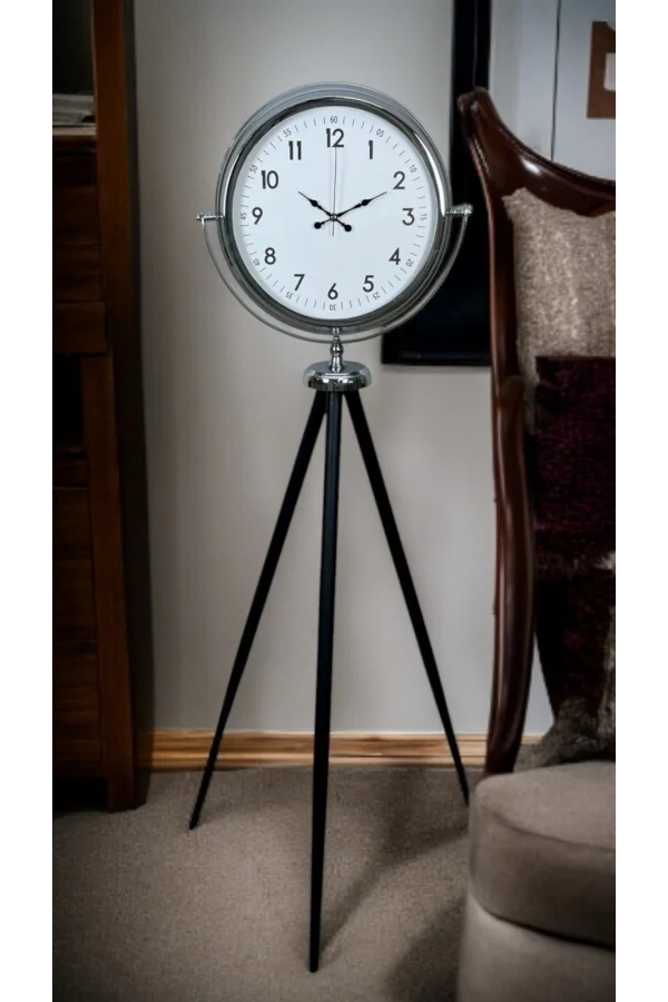 Krom Standart Tripod Ayaklı Saat
