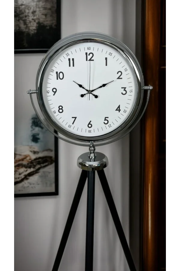 Krom Standart Tripod Ayaklı Saat