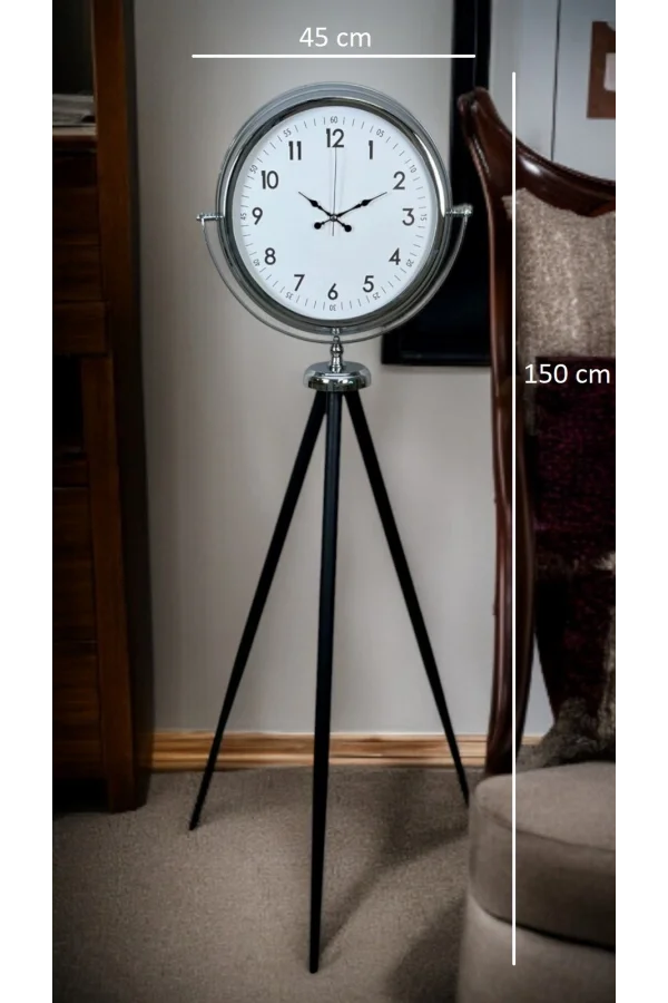 Krom Standart Tripod Ayaklı Saat