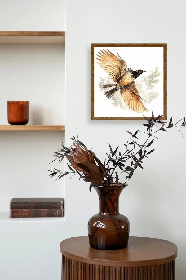 Kuş Ahşap Çerçeveli Tablo