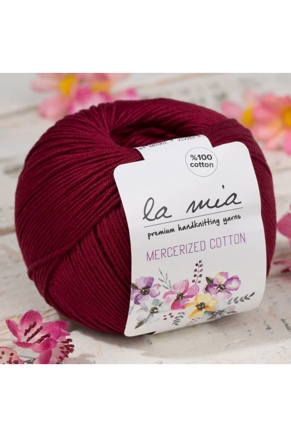 La Mia Mercerized Cotton Bordo El Örgü İpi - 23 - 33596
