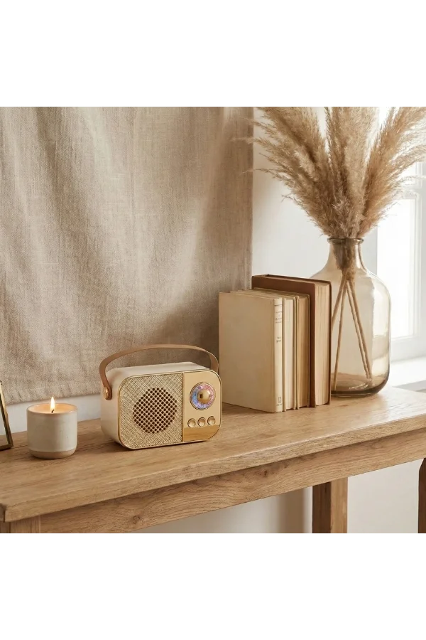 LED Aydınlatmalı Hoparlör Bej