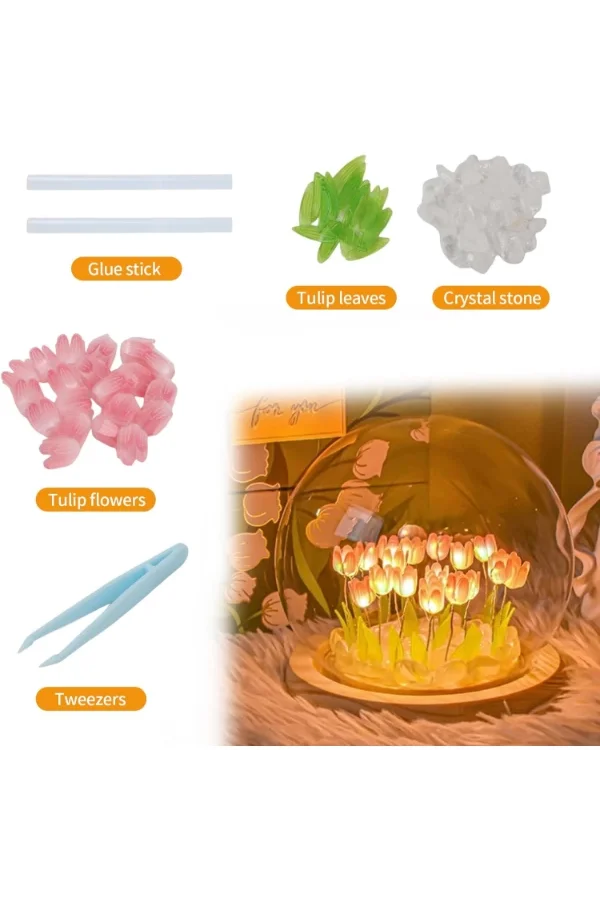 LED Işıklı Lale Cam Küre