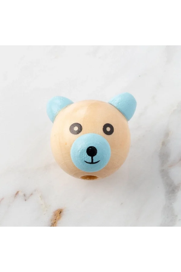 Loren 1 Adet Kulağı Mavi Ayıcık Figürlü Ahşap Bonc