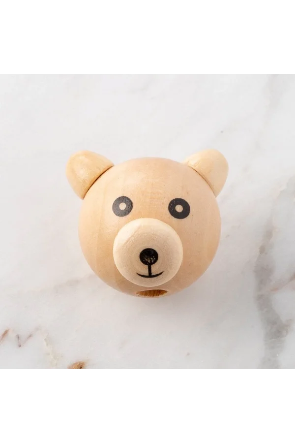 Loren 1 Adet Kulağı Natural Ayıcık Figürlü Ahşap B