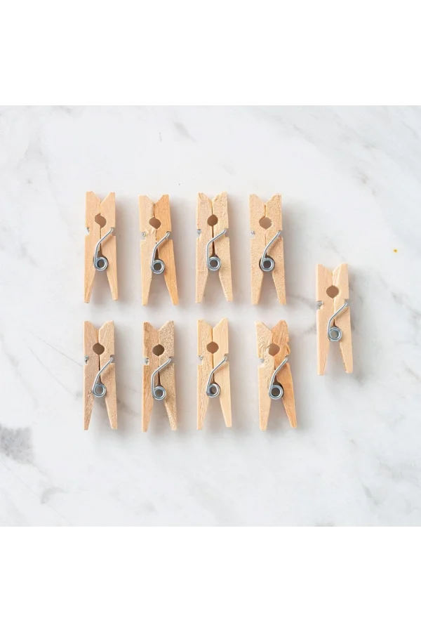 Loren 10 lu Natural Mini Ahşap Mandal