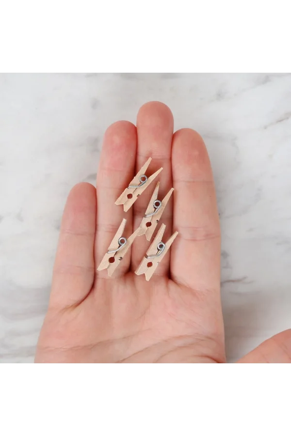 Loren 10 lu Natural Mini Ahşap Mandal