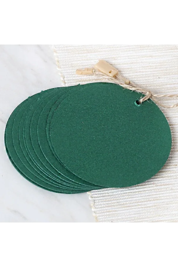 Loren 10lu Yuvarlak Yeşil Etiket ve Klipsli Etike