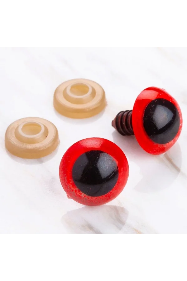 Loren 16 mm Kırmızı 5 Çift Amigurumi Göz