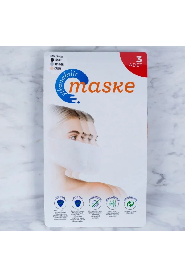 Loren 3 Adet Yıkanabilir Maske