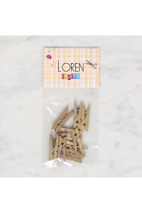 LOREN CRAFTS 10 LU ALTIN RENK MİNİ MANDAL