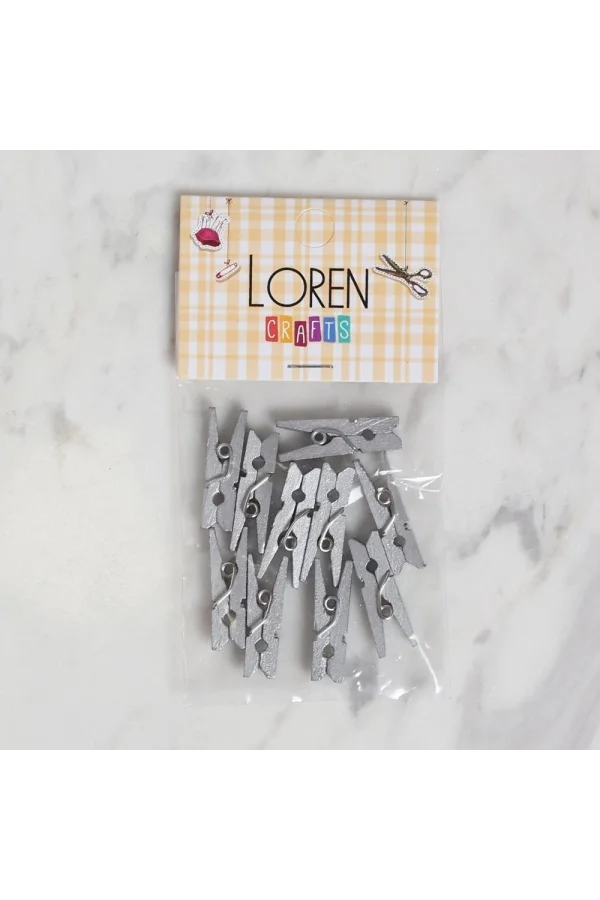 LOREN CRAFTS 10 LU GÜMÜŞ RENK MİNİ MANDAL