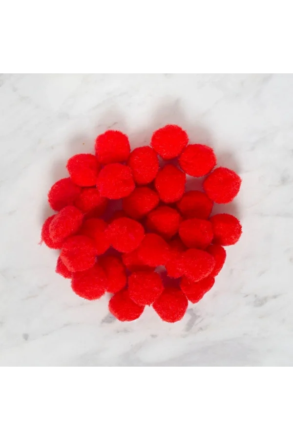 LOREN CRAFTS 2 CM 100 ADET KIRMIZI PONPON