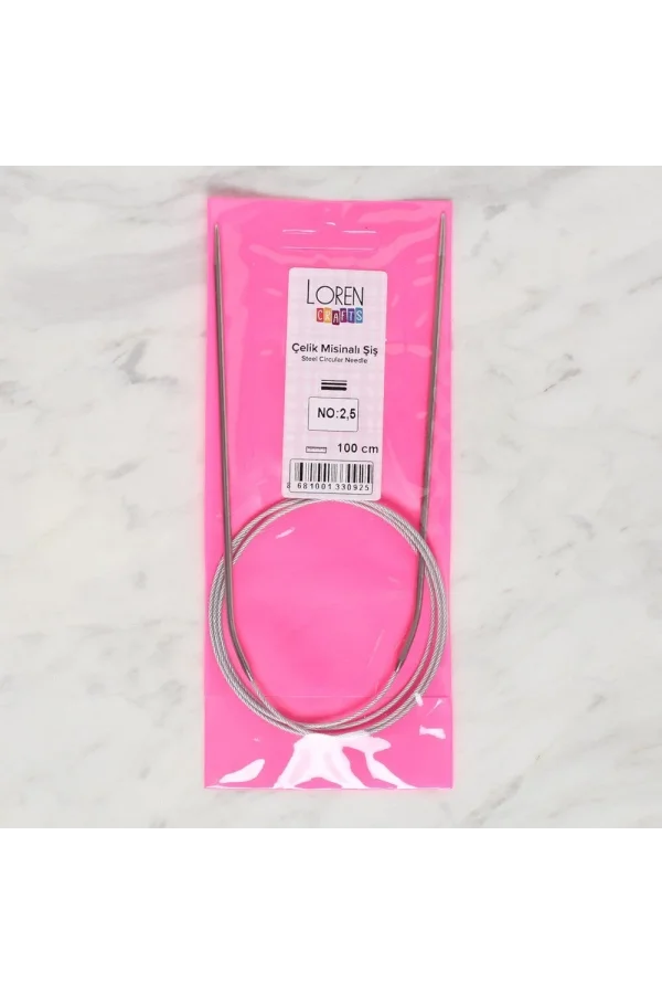 Loren Crafts 2.5 mm Çelik Misinalı Şiş 100 cm