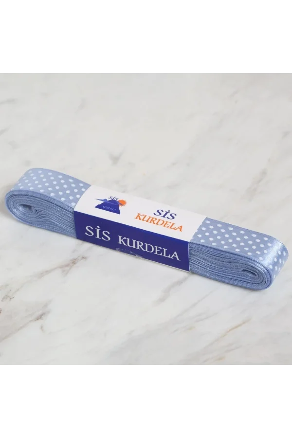 Loren Crafts 2cm 10 mt Mavi Saten Puantiyeli Kurde