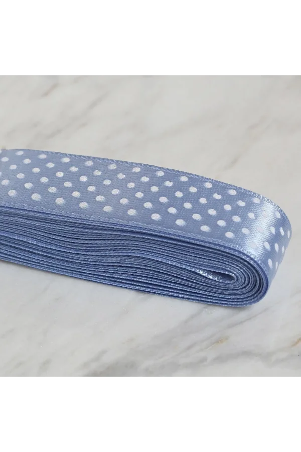 Loren Crafts 2cm 10 mt Mavi Saten Puantiyeli Kurde