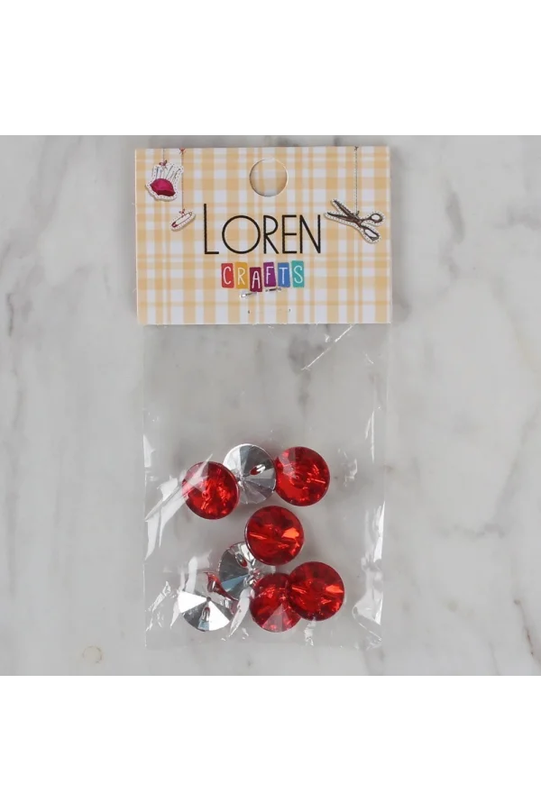 Loren Crafts kırmızı 8 li düğme - 204