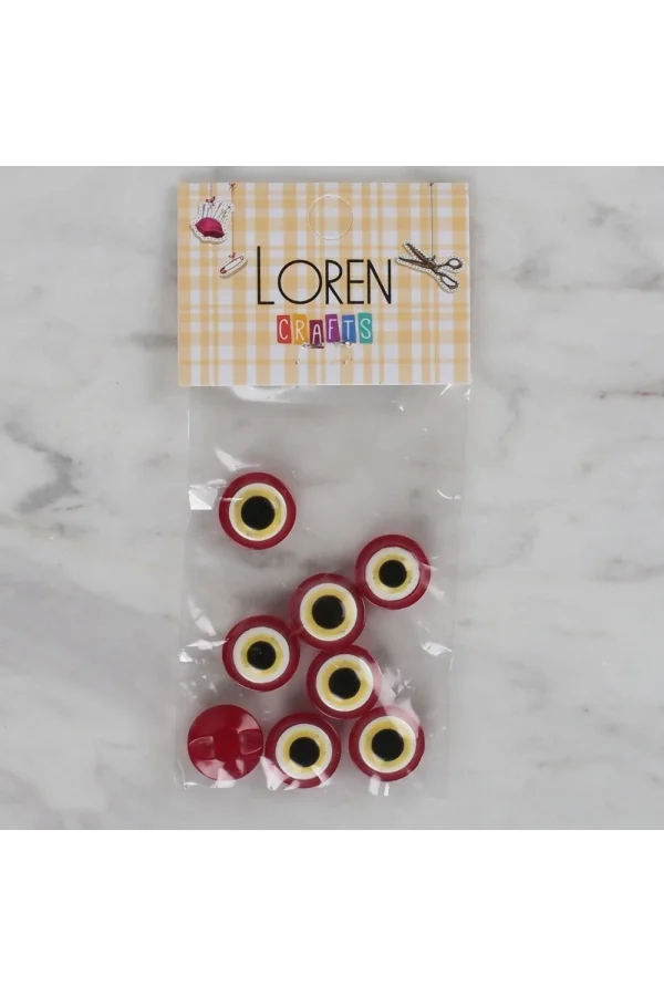 Loren Crafts kırmızı 8 li nazar boncuğu düğme - 16