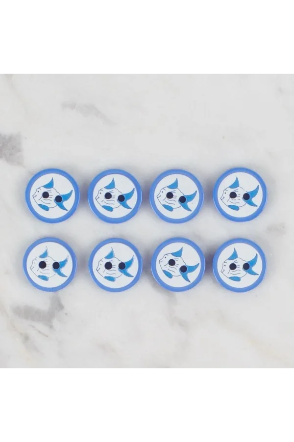 Loren Crafts koyu mavi 8 li balık düğme - 576