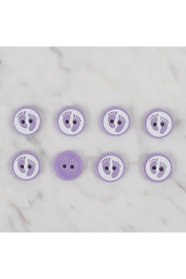 Loren Crafts lila 8 li ayak izi düğme - 437