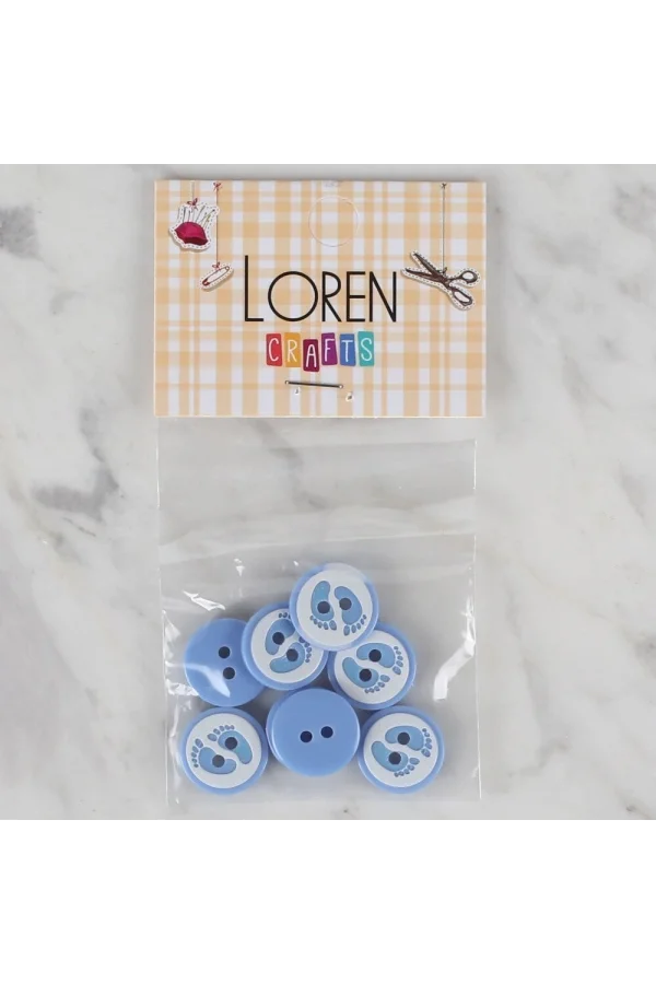 Loren Crafts mavi 8 li ayak izi düğme - 441