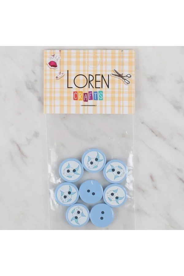 Loren Crafts mavi 8 li balık düğme - 575