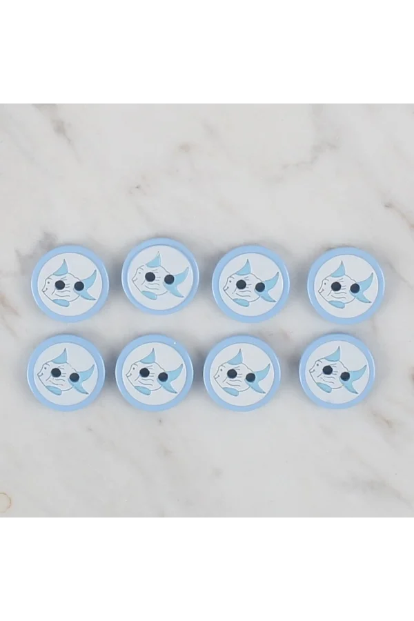 Loren Crafts mavi 8 li balık düğme - 575