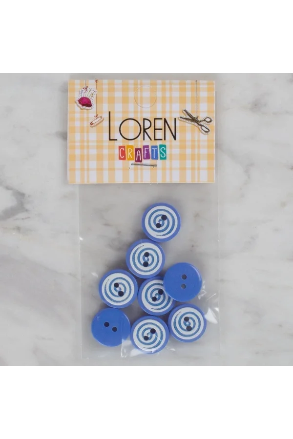 Loren Crafts mavi 8 li yuvarlak düğme - 452