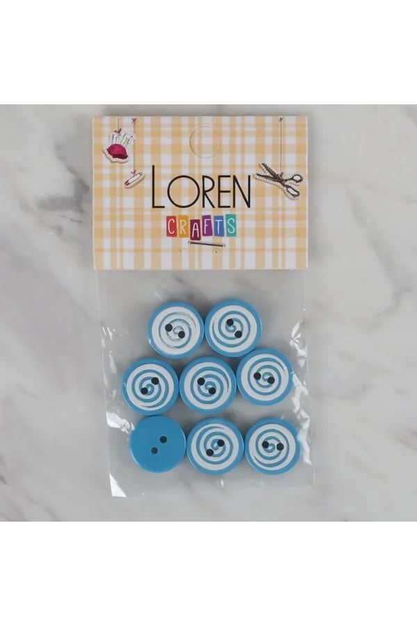Loren Crafts mavi 8 li yuvarlak düğme - 453