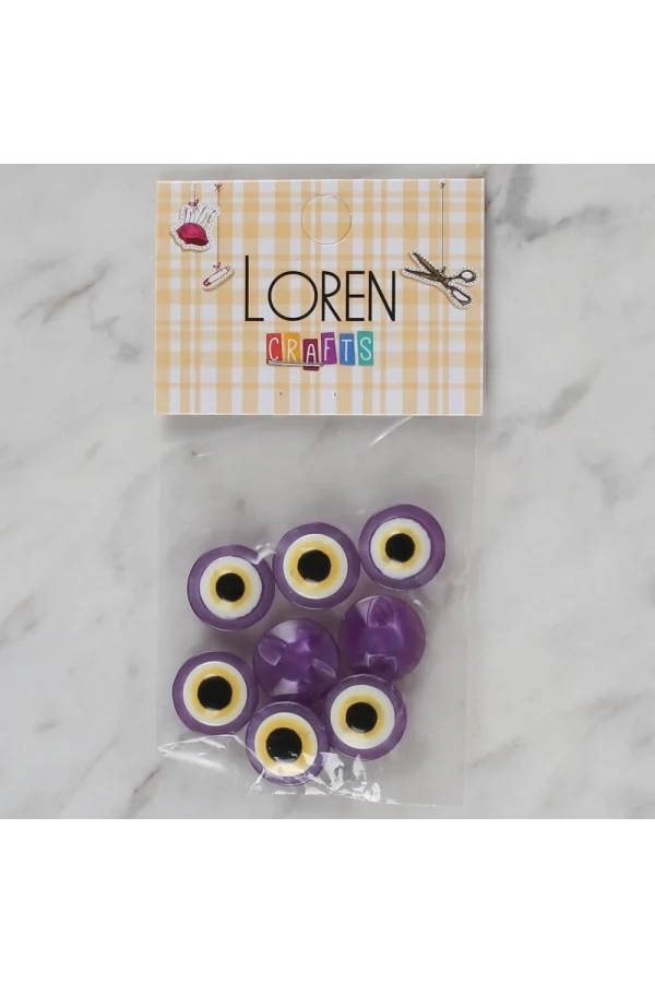 Loren Crafts mor 8 li nazar boncuğu düğme - 169