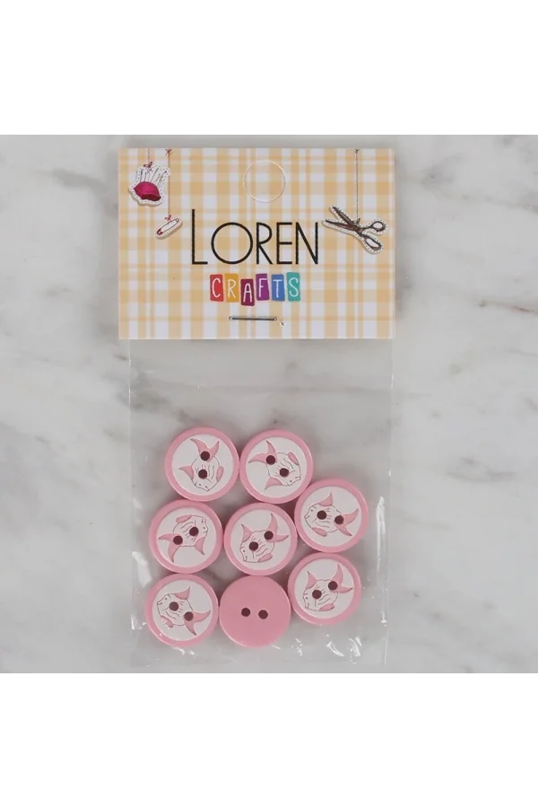 Loren Crafts pembe 8 li balık düğme - 570
