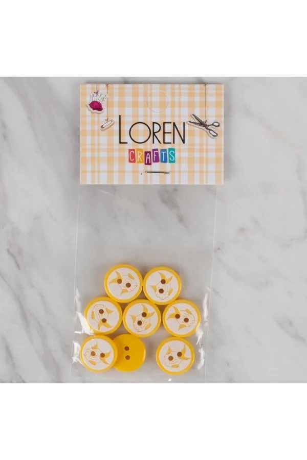 Loren Crafts sarı 8 li balık düğme - 579